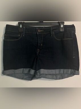 Levi's Womens Mid-Length Denim Cuffed Slight Stretch Shorts Dark Wash-Size 32